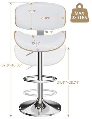 バールーム レストラン 家具 高さ調節可能 背面と足の裏付きの回転バーストール