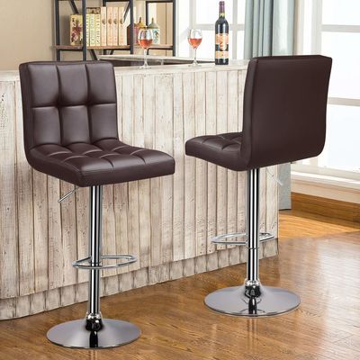 高さ調節可能なモダンバーストール 旋回式PU革椅子 19.5&quot;D x 17&quot;W x 36.5&quot;H
