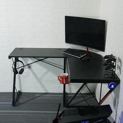作業場 ホーム オフィス L 型コンピュータゲームテーブル 丸い角モニタースタンド
