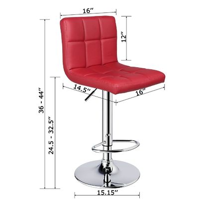 モダンデザイン PU レザー 調整可能な回転バーストール バック 14.5 &quot;D x 16&quot;W x 24.5 &quot;H