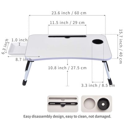 木製 ラップトップ ベッド テーブル デスク トレイ カップホルダー 大型 ポータブル 折りたたむラップ デスク