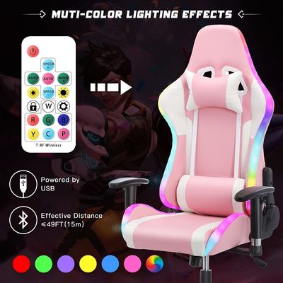 マッサージ機能とLEDライトバーの調整可能なコンピュータオフィスゲームチェア ALINUNU