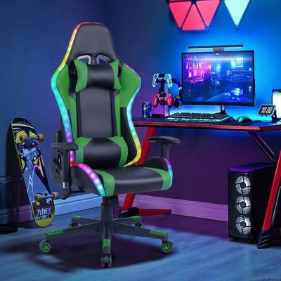 ALINUNU ゲームチェア LEDライトバーとマッサージ機能 アイテム 重さ39.02ポンド