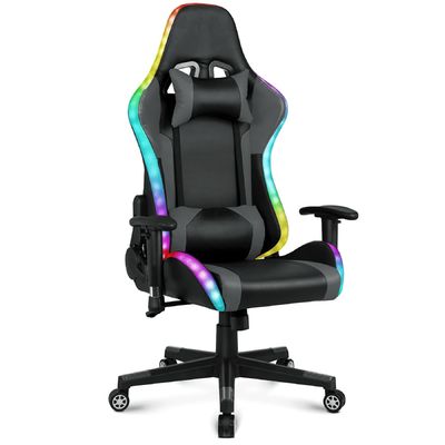 27.5&quot;D x 27.5&quot;W x 46.5&quot;H LEDライトバーとマッサージ機能のゲーム回転椅子
