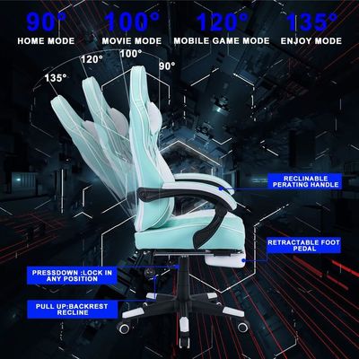 エルゴノミック スピーベルゲームチェア マッサージ機能と折りたたむデザインのレザーシート