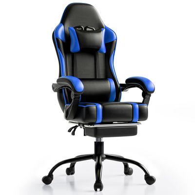 ALINUNU 2024 PC レーシングゲームチェア 調整可能な革のリクライニングと足元付き