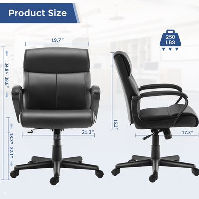 360回転/高度調整/リクライナー 中部バックデスクチェア 250ポンド重量容量