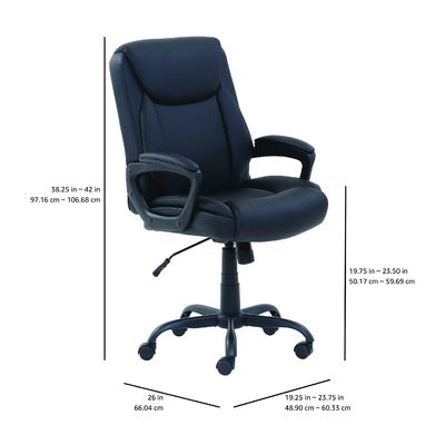 26&quot;D x 23.75&quot;W x 42&quot;H ミッドバック 純柔ら PU オフィス コンピュータ デスク 椅子 3 ガスのリフト
