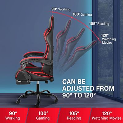 足の裏と腰の支柱付きエルゴノミックゲームチェア 20&quot;D x 25&quot;W x 46&quot;H/360 スウィーブル