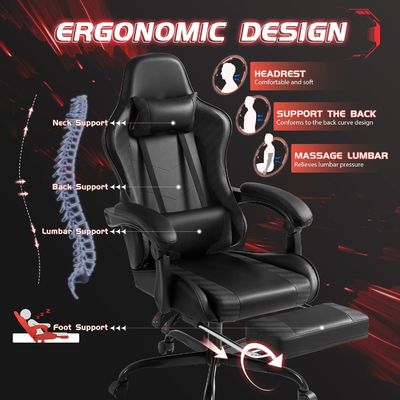 モダンスタイル エルゴノミック コンピュータゲームチェア 足のリストとマッサージ 腰のサポート