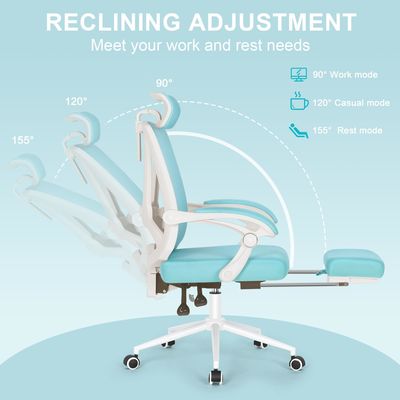 調整可能な2D腰筋支柱と足元付きの360回転式ハイバックオフィスチェア
