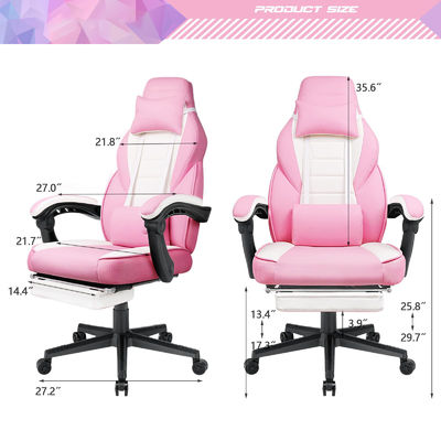 レーススタイルのゲームチェアをカスタマイズします 足の裏とヘッドレスト 21.7&quot;D x 27.2&quot;W x 47&quot;H
