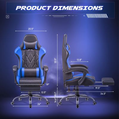高背ビデオゲームチェア 足元とマッサージ 腰筋サポート カスタマイズされた色