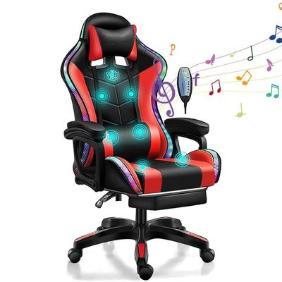 7点マッサージスピーカーと合成革のLEDライトのRGBゲームチェア