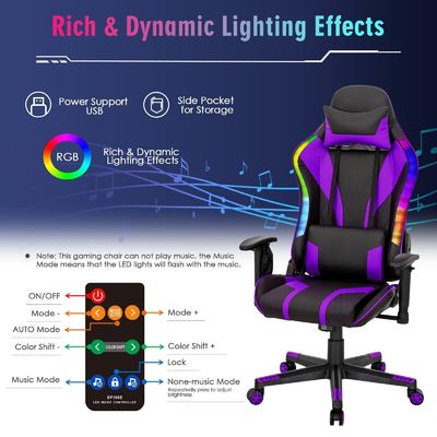 アリヌヌ スイバーチェア モダンデザインとRGB LEDライトでゲームセットアップをアップグレード