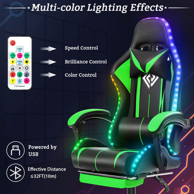 モダンなデザインのALINUNU エルゴノミックなコンピュータマッサージ LEDライトと足すり付きのゲームチェア