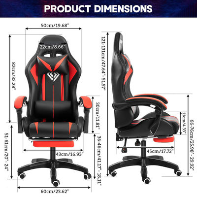 39.75ポンド エルゴノミック コンピュータマッサージ ライトと足の裏付きのゲームチェア