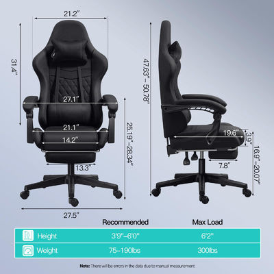 エルゴノミック 調整可能な デスク パソコン ゲーム チェア 足の裏付け マッサージ カスタマイズされた色