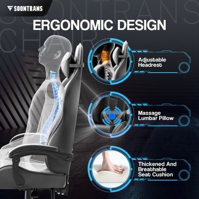 メタル型鉄筋ゲーマーチェア マッサージと高度を調整できる