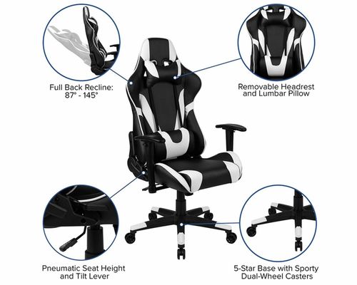 オフィス エルゴノミック パソコン PC ゲームチェア 360回転/高度調整/リクルイナー機能