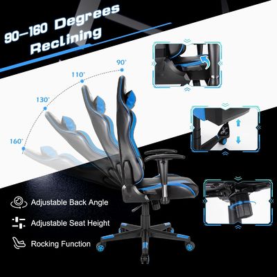 近代的なエルゴノミックレースゲームチェア 腰筋支柱 29.9&quot;D x 29.9&quot;W x 49.6&quot;H