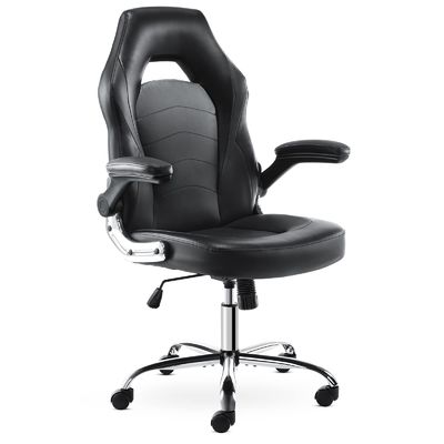皮革製 エルゴノミックゲームチェア 腰筋支柱 29.9&quot;D x 29.9&quot;W x 49.6&quot;H