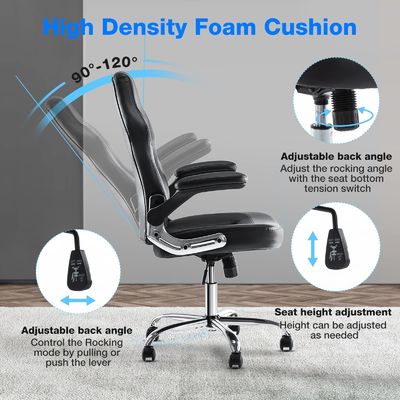 皮革製 エルゴノミックゲームチェア 腰筋支柱 29.9&quot;D x 29.9&quot;W x 49.6&quot;H