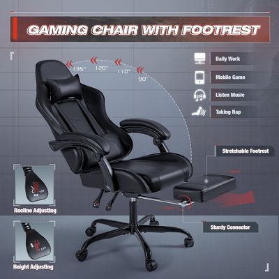 調整可能なレーシングコンピュータビデオゲームチェア 足の裏付けとマッサージ 腰の支柱