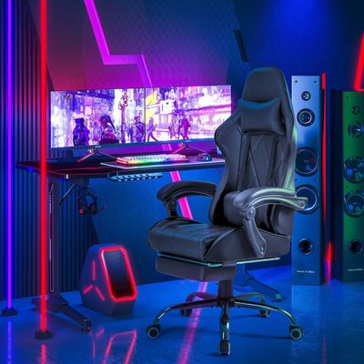 エルゴノミックハイバック ビデオゲームチェア 足のリセットとマッサージ 腰の支柱 リクライナー