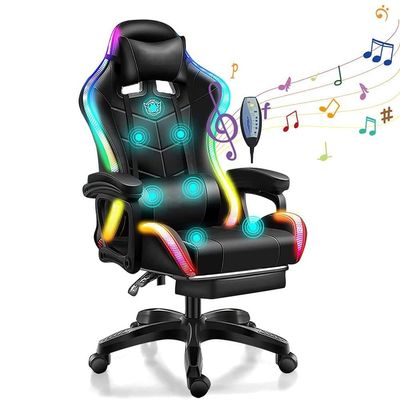 郵便包装 スピーベルチェア 7点マッサージとLEDライトのRGBゲームチェア