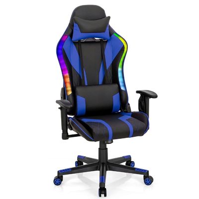 RGB LEDライトと調整可能なデザインでエルゴノミックなビデオゲームチェアをカスタマイズします