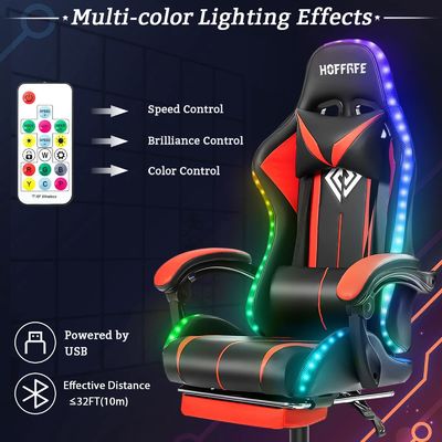 ALINUNU エルゴノミック コンピュータ マッサージ ゲームチェア LEDライトと足すり