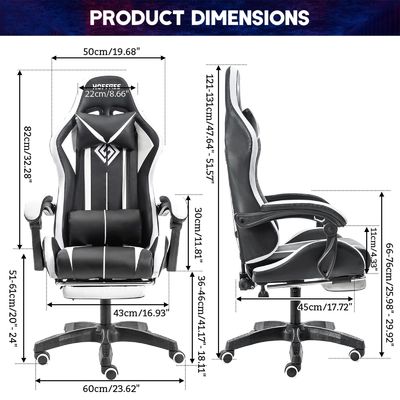 カスタマイズされた色 エルゴノミック コンピュータ マッサージ LEDライトと足の裏付きのゲームチェア