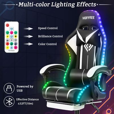 カスタマイズされた色 エルゴノミック コンピュータ マッサージ LEDライトと足の裏付きのゲームチェア
