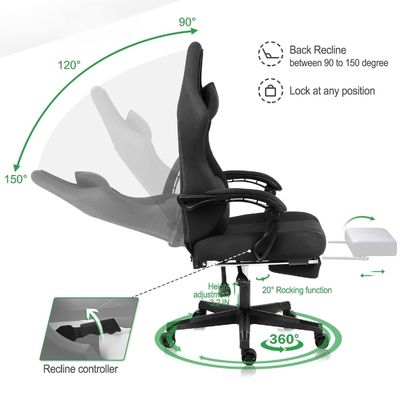 ホーム オフィス 足元付きゲームチェア 製品寸法 25&quot;D x 23&quot;W x 53&quot;H