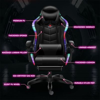 LEDとスピーカーを搭載したALINUNU PCマッサージゲームチェアでゲームセットアップをアップグレードします