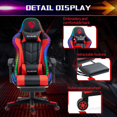 高さ調節可能なアームレスト RGB LED ゲームチェア マッサージ回転スタイルとスピーカー