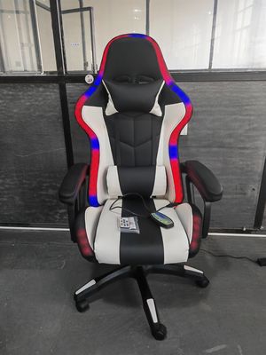 高さ調節可能なアームレスト RGB LED ゲームチェア マッサージ回転スタイルとスピーカー