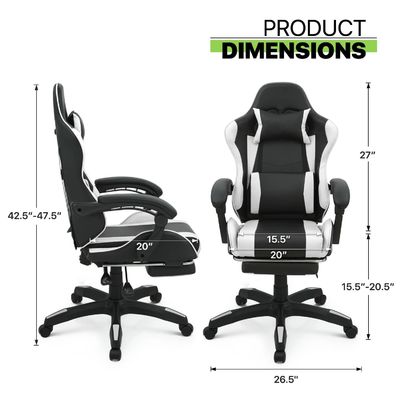 フットレスト付きスピーブルゲームチェア ヘッドレスト 腰筋サポート 黒 高背 他 スタイル
