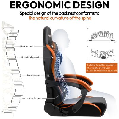 モダンデザインスタイル スピールチェア 脚置きと調整可能な機能のあるゲームチェア