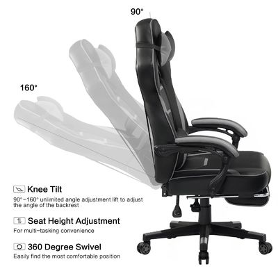 27.16&quot;D x 20.66&quot;W x 47.24&quot;H エルゴノミックゲームチェアで 脚と足の裏付け