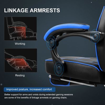 3 ガスリフト エルゴノミクスゲームチェア 足元付き PU レザー 高背オフィス デスクチェア