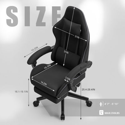 350ポンド 体重容量 大きくて背の高いゲームチェア 製品寸法 22&quot;D x 32&quot;W x 11&quot;H
