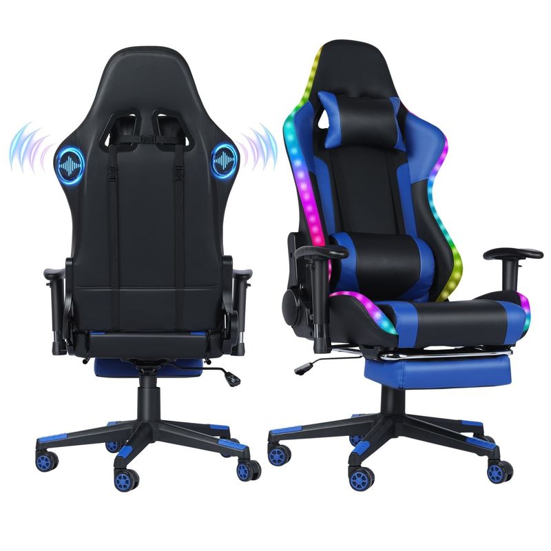 LEDライトバーとマッサージ機能のカスタマイズされたカラーレザーRGBゲーム回転椅子