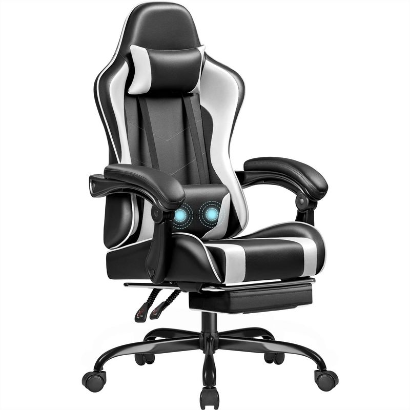 高さ調整可能なビデオゲームチェア 脚の裏付け付き ゲームチェア 18.5&quot;D x 20.9&quot;W x 50.4&quot;H