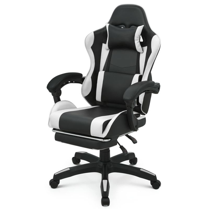 フットレスト付きスピーブルゲームチェア ヘッドレスト 腰筋サポート 黒 高背 他 スタイル